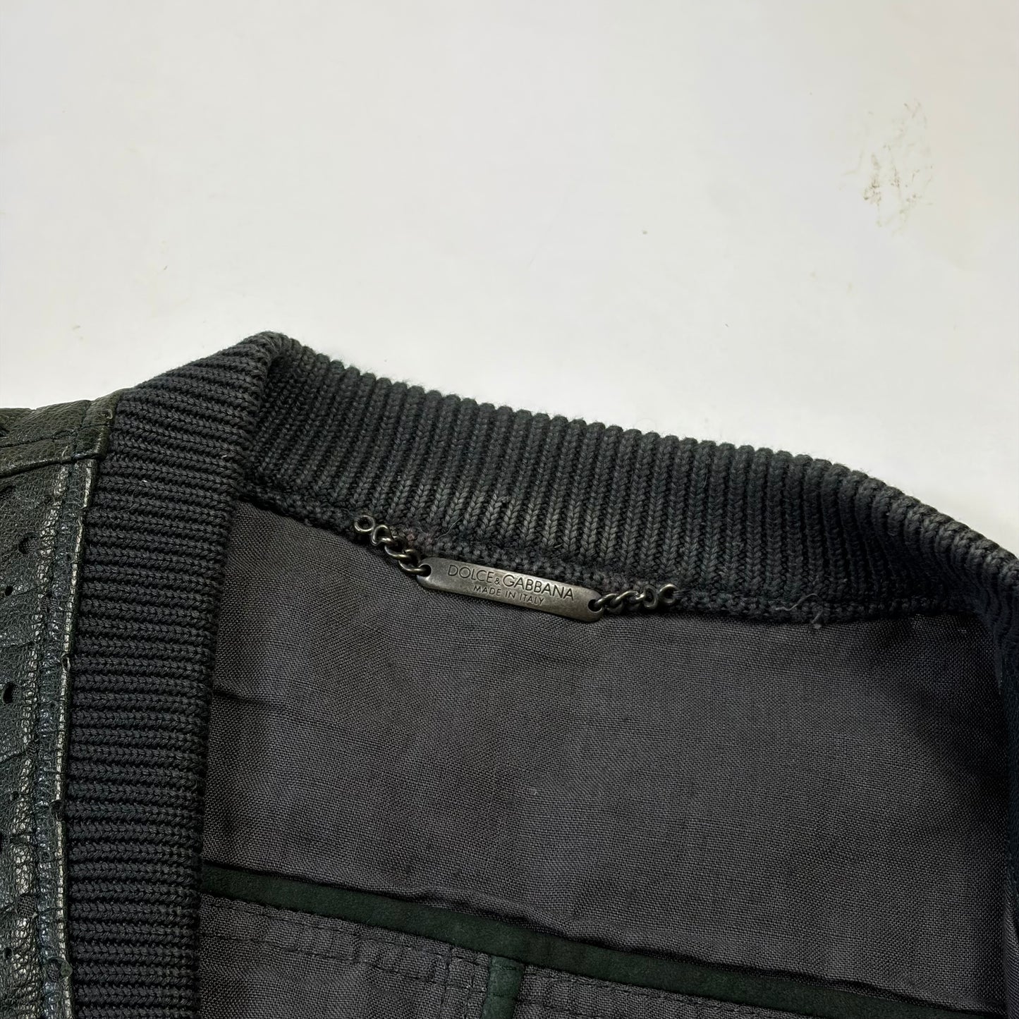 Dolce & Gabanna SS21 Perforated Goat Leather Bomber Jacket - S/M