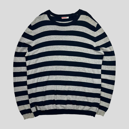 Prada Sport 2006 Striped Leather Logo Tab Knit - IT56 (L/XL)