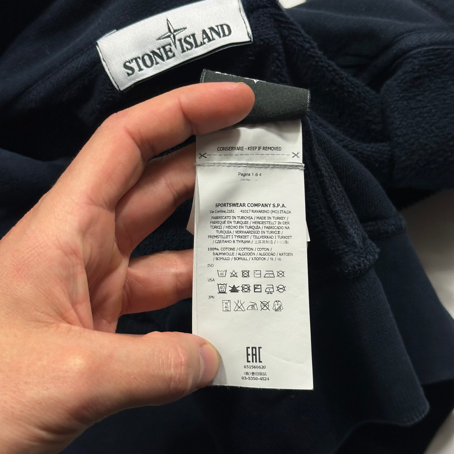 Stone Island Navy Heavy Cotton Zip-up Hoodie - S/M