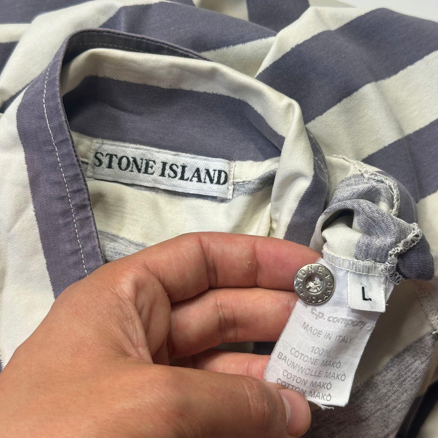 Stone Island 1988 Marina Metal Button Striped Shirt - L