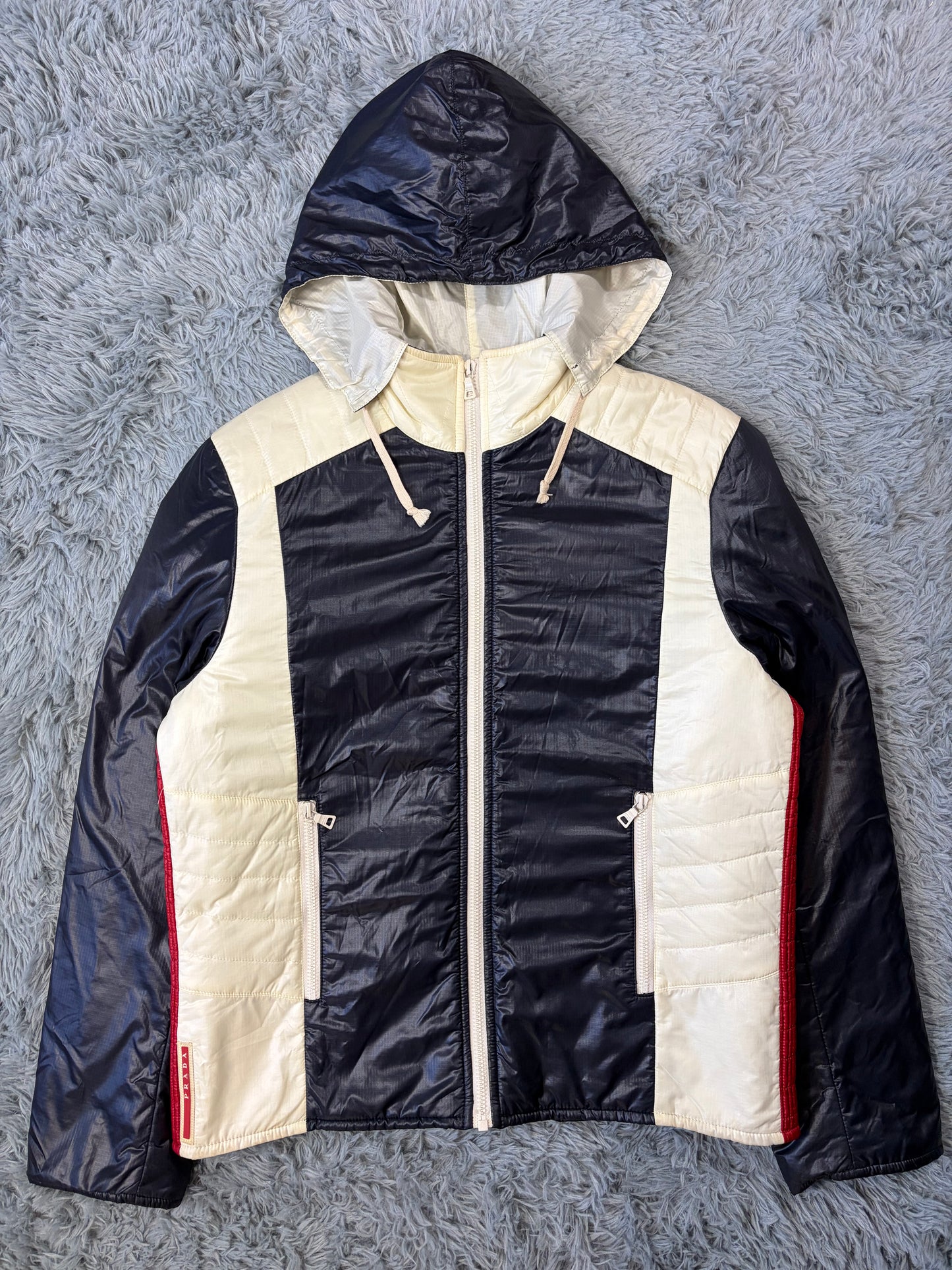 Prada Sport 2008 Astro Panelled Nylon Padded Biker Jacket - L