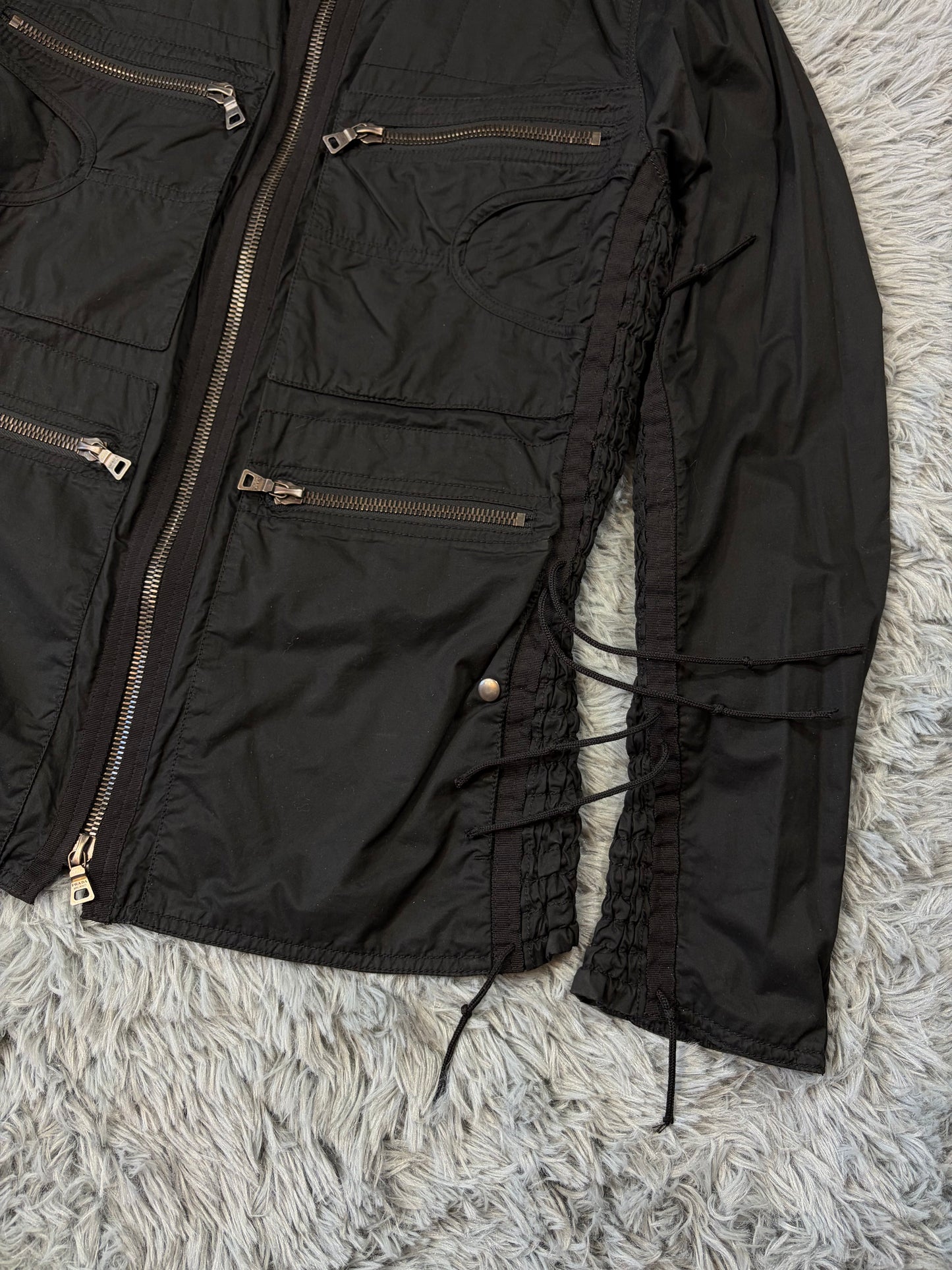 Prada Sport 00’s Tassel Detailed Cotton Multipocket Biker Jacket - M