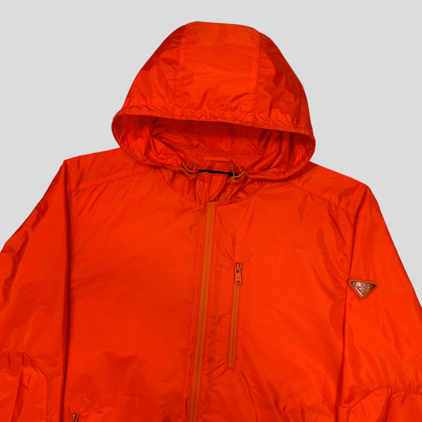 Prada Milano 2019 Laminated Orange Nylon K-way Windbreaker - XXL