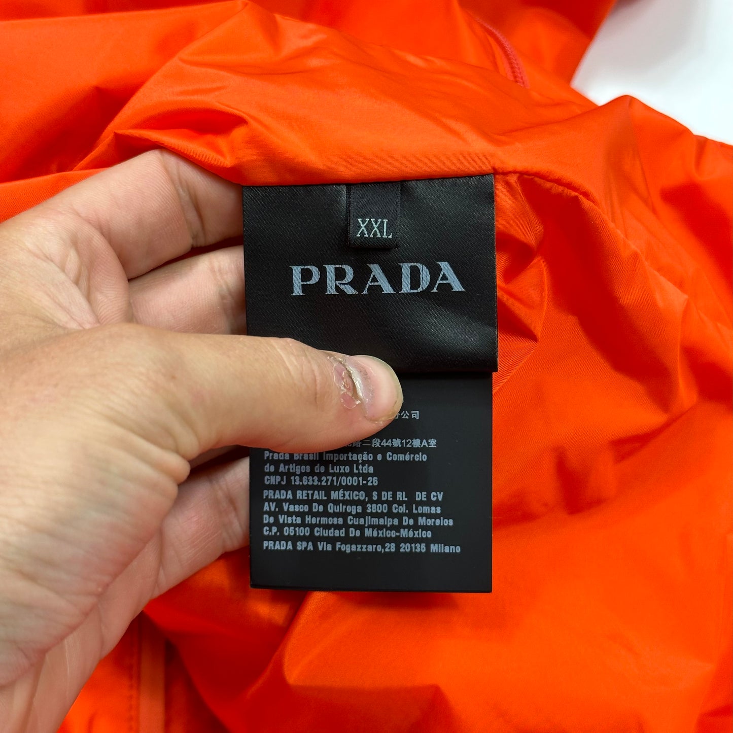 Prada Milano 2019 Laminated Orange Nylon K-way Windbreaker - XXL