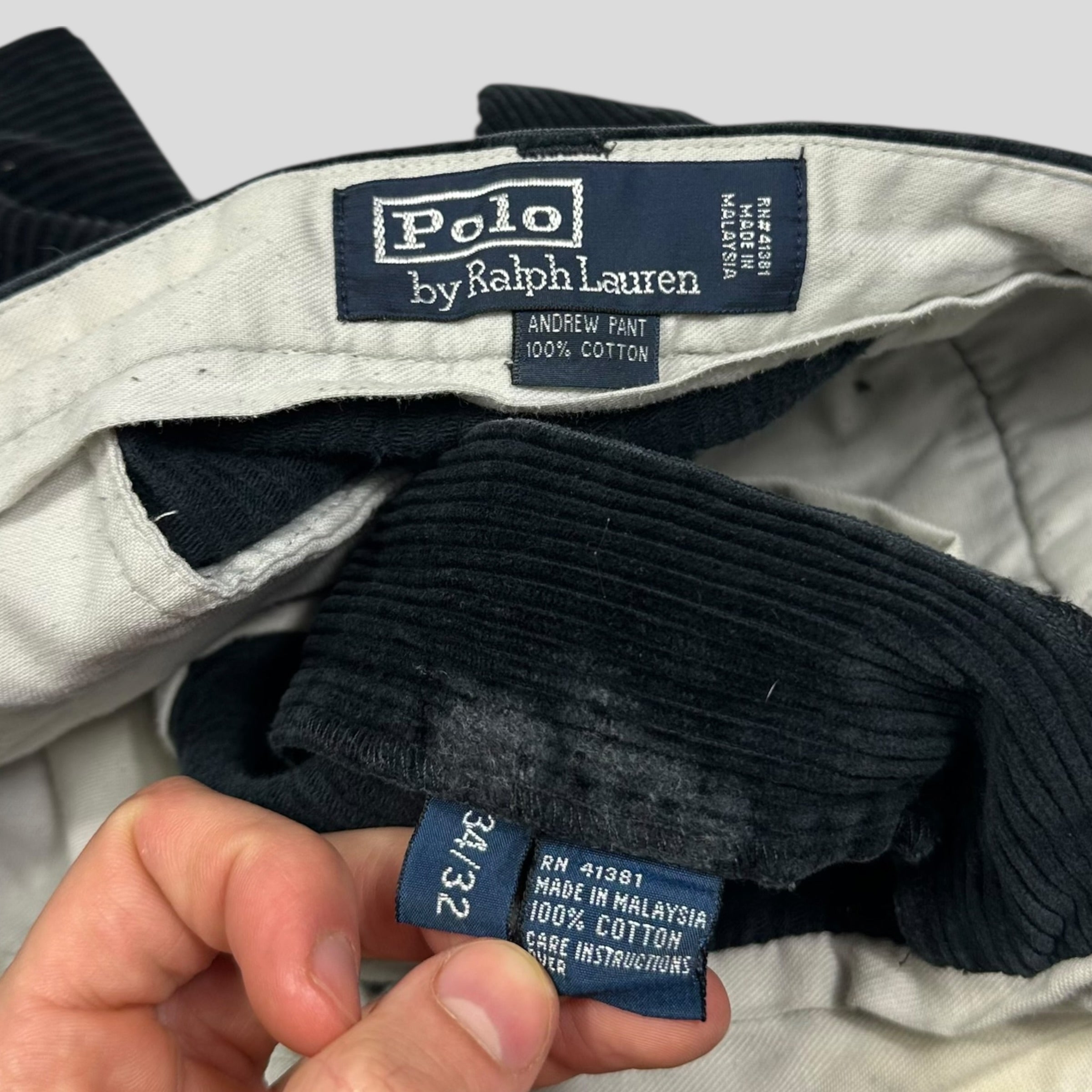 Ralph Lauren 90's Polo Jumbo Corduroy Baggy Andrew Trousers - 34