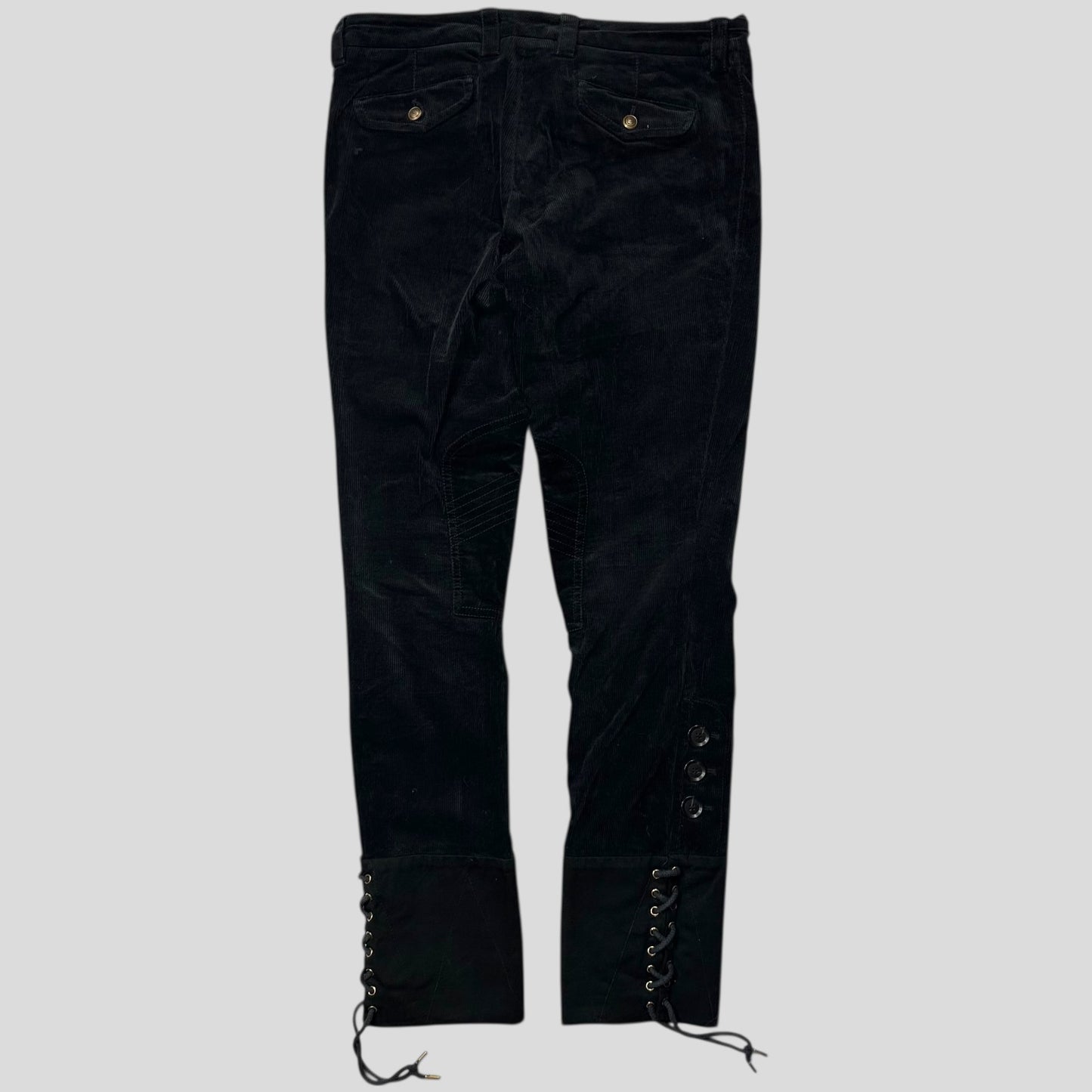 Gucci by Tom Ford 2004 Corduroy Laced Riding Logo Trousers - UK10