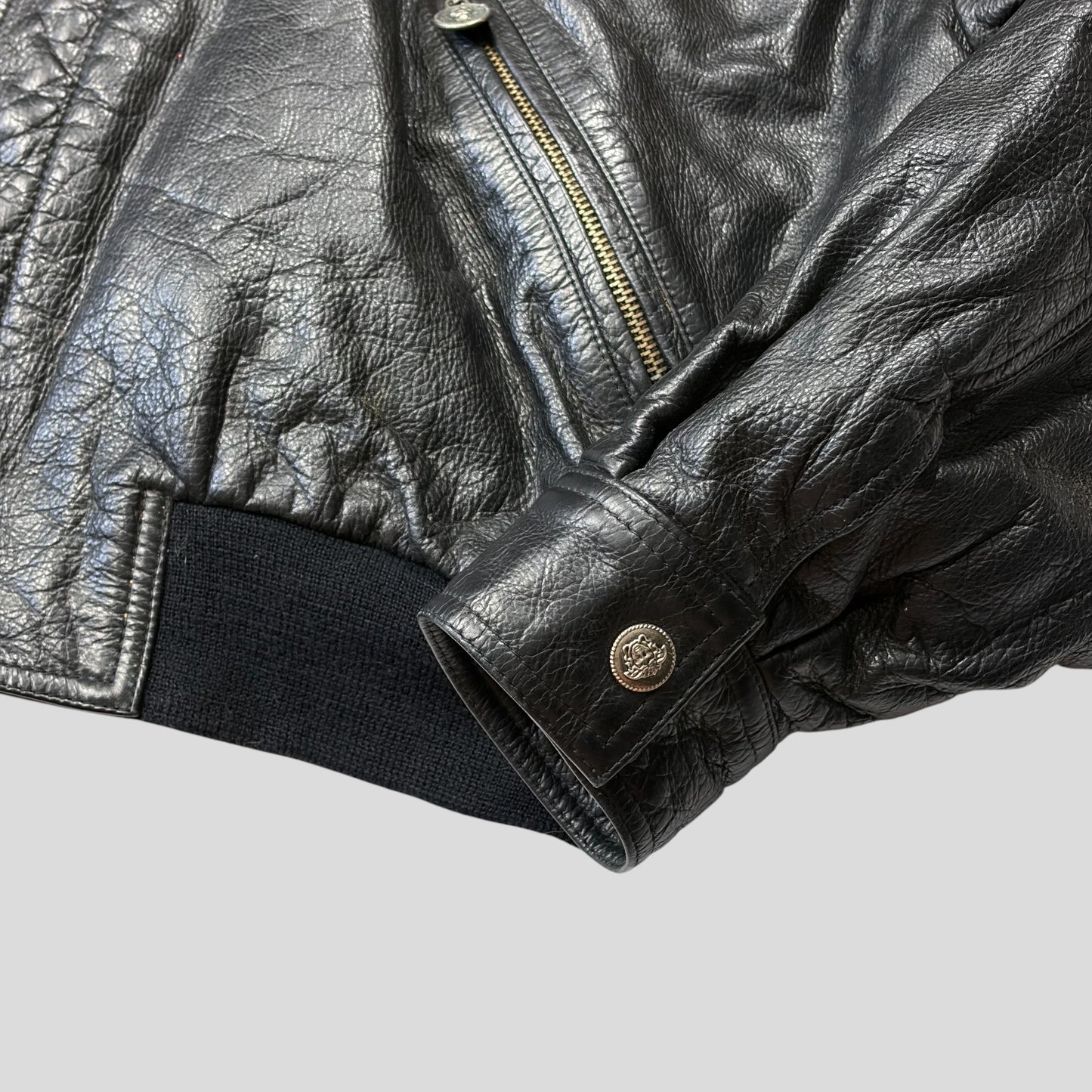Gianni Versace 90’s Versus Leather Sherpa Flight Jacket - M/L