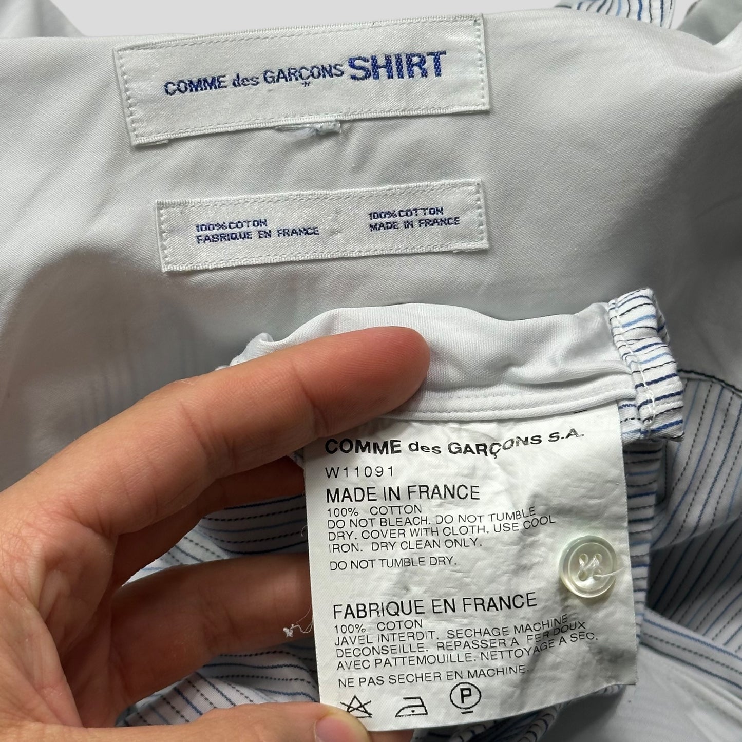 CDG SHIRT 00’s Reversible Embroidered Stripe Boxy Shirt - M/L