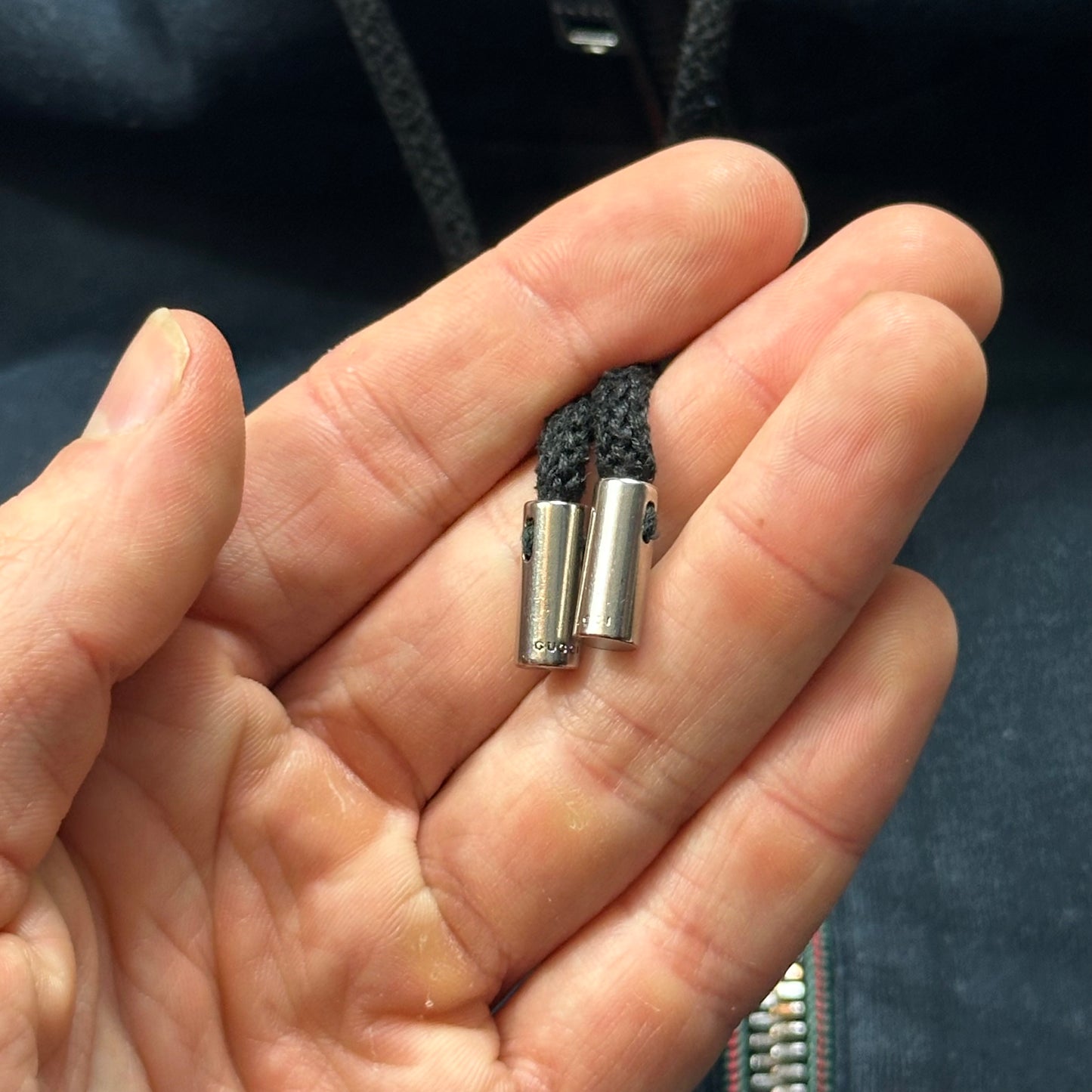 Gucci 2008 Navy Web Stripe Zip Detailed Heavy Cotton Hoodie - M/L