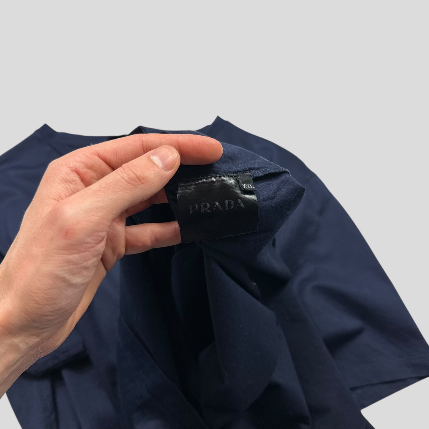 Prada 2016 Navy Blue Soft Cotton Pocket Logo T-shirt - L/XL