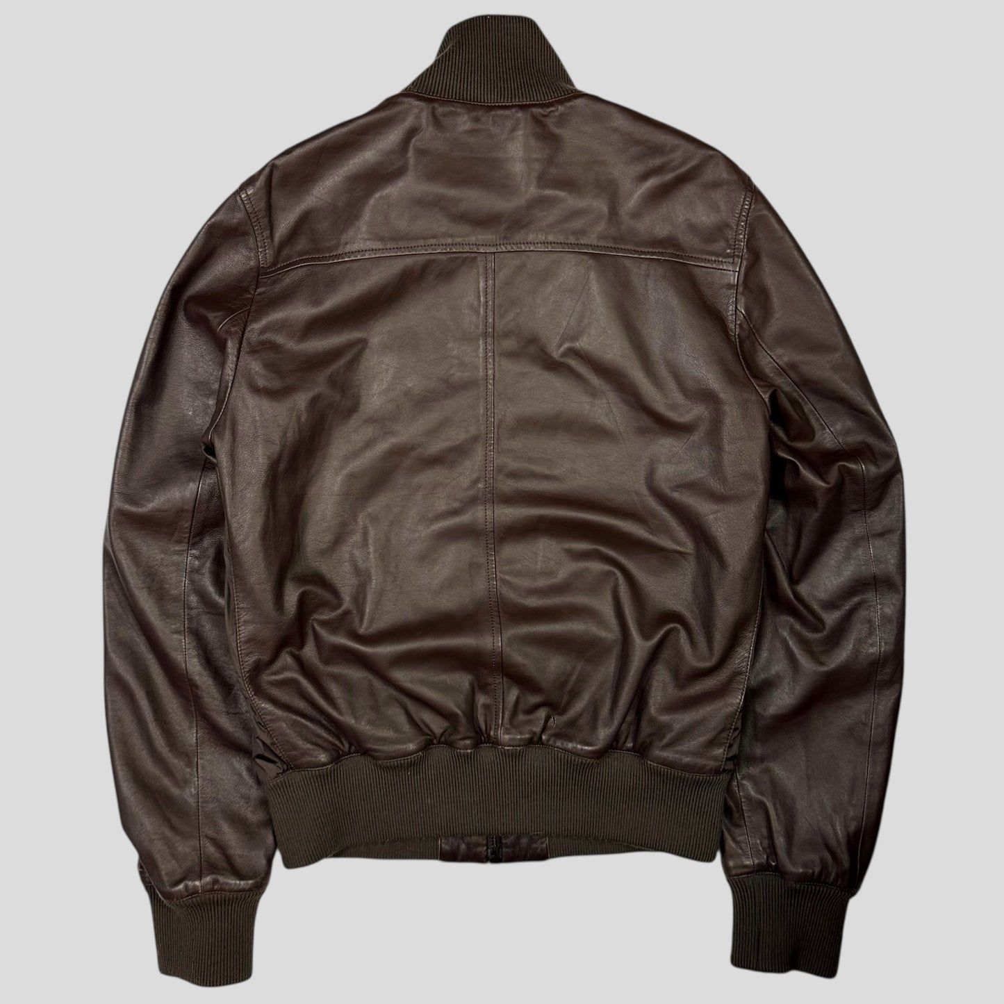 Gucci Brown Nappa Leather Hybrid Logo Bomber Jacket - IT46 (S)