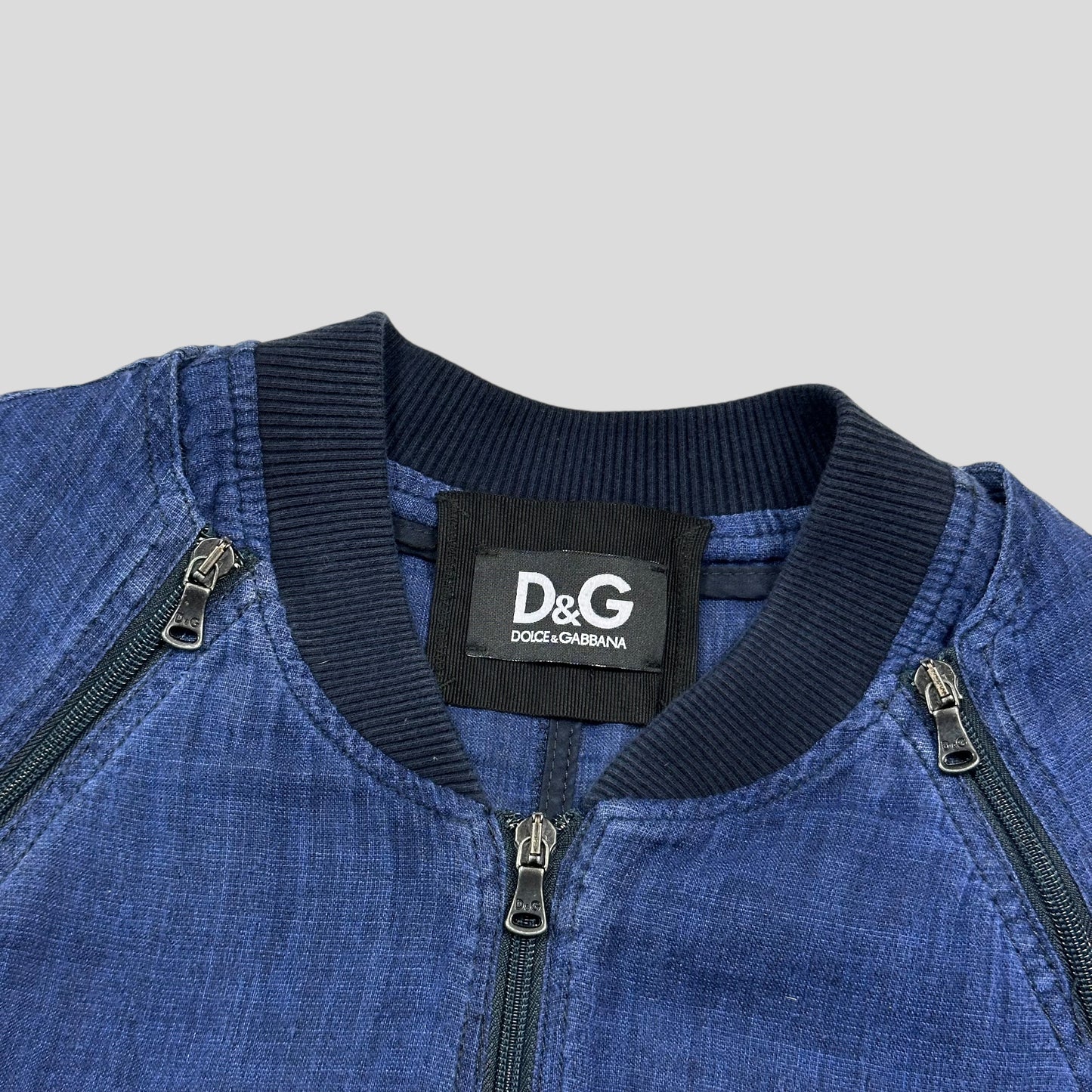 D&G 00’s Flax Multi-Zip Parachute Bomber Jacket - M