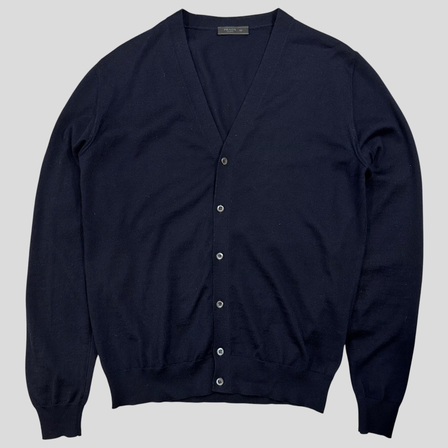 Prada Milano 2017 Virgin Wool Minimalist Navy Cardigan - IT50