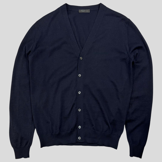 Prada Milano 2017 Virgin Wool Minimalist Navy Cardigan - IT50