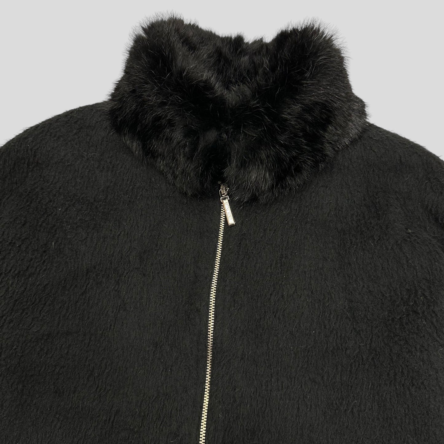 Moschino Jeans 00’s Rabbit Fur Collar Cropped Furry Jacket - UK8-12