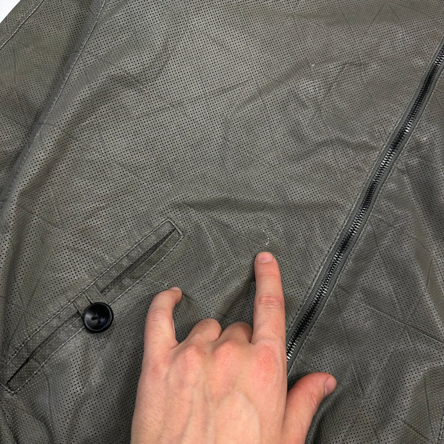 Giorgio Armani 2010 Perforated Leather Grid Bomber Jacket - IT48 (M)