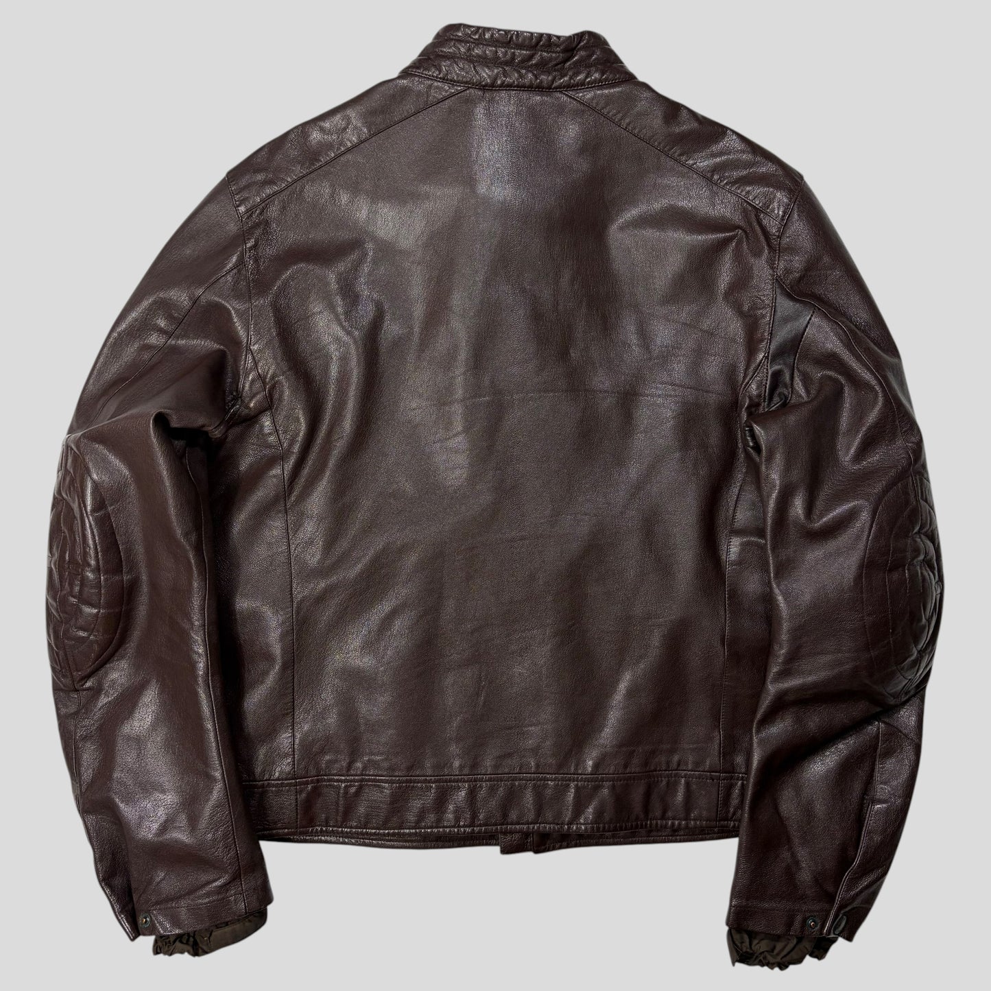 Prada SS00 Leather Articulated Elbow Detailed Moto Jacket - IT54