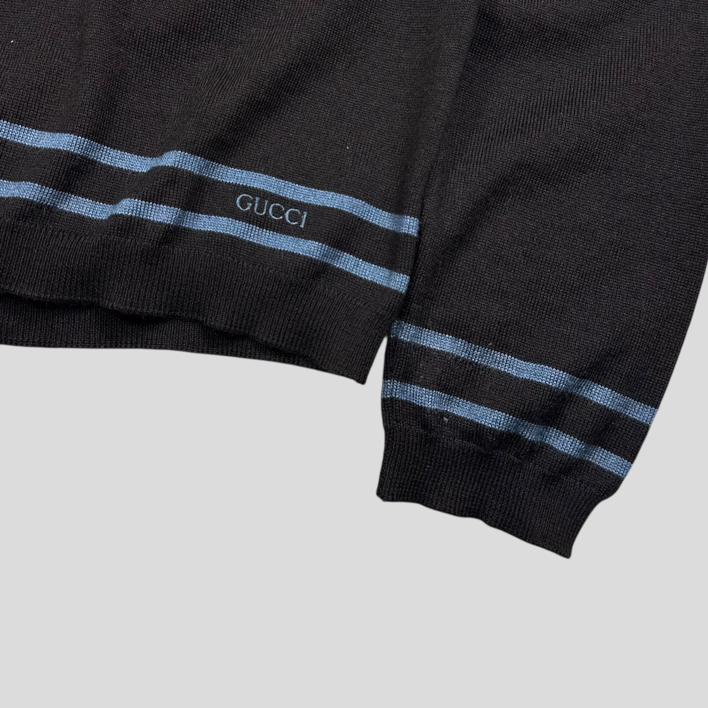 Gucci by Tom Ford 00’s Silk & Wool Light Striped Logo Knit - S/M