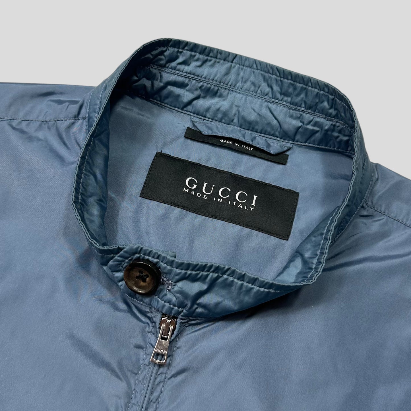 Gucci 2012 Baby Blue Stripe Seam Nylon Shimmer Jacket - IT52 (L)