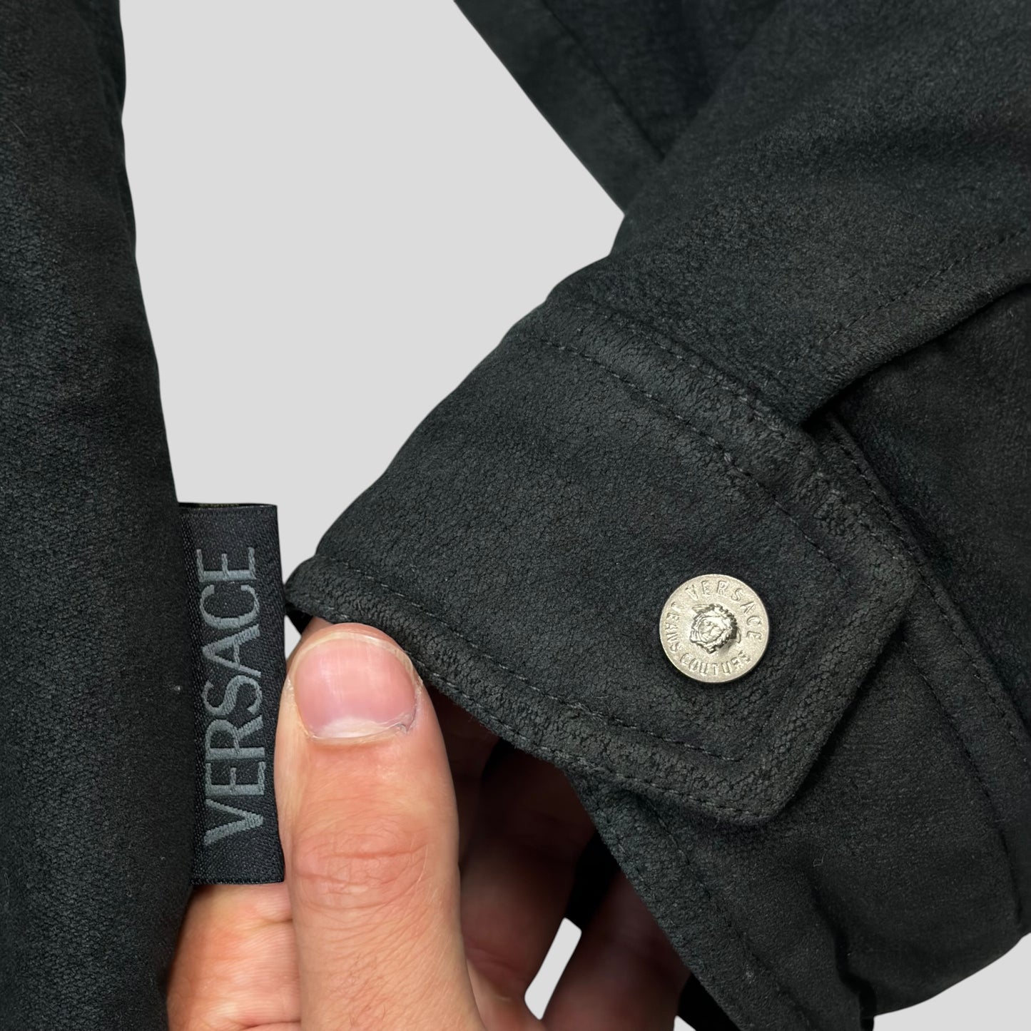 Versace VJC 00’s Moleskin Cotton Asymmetric Stud Pocket Jacket - M