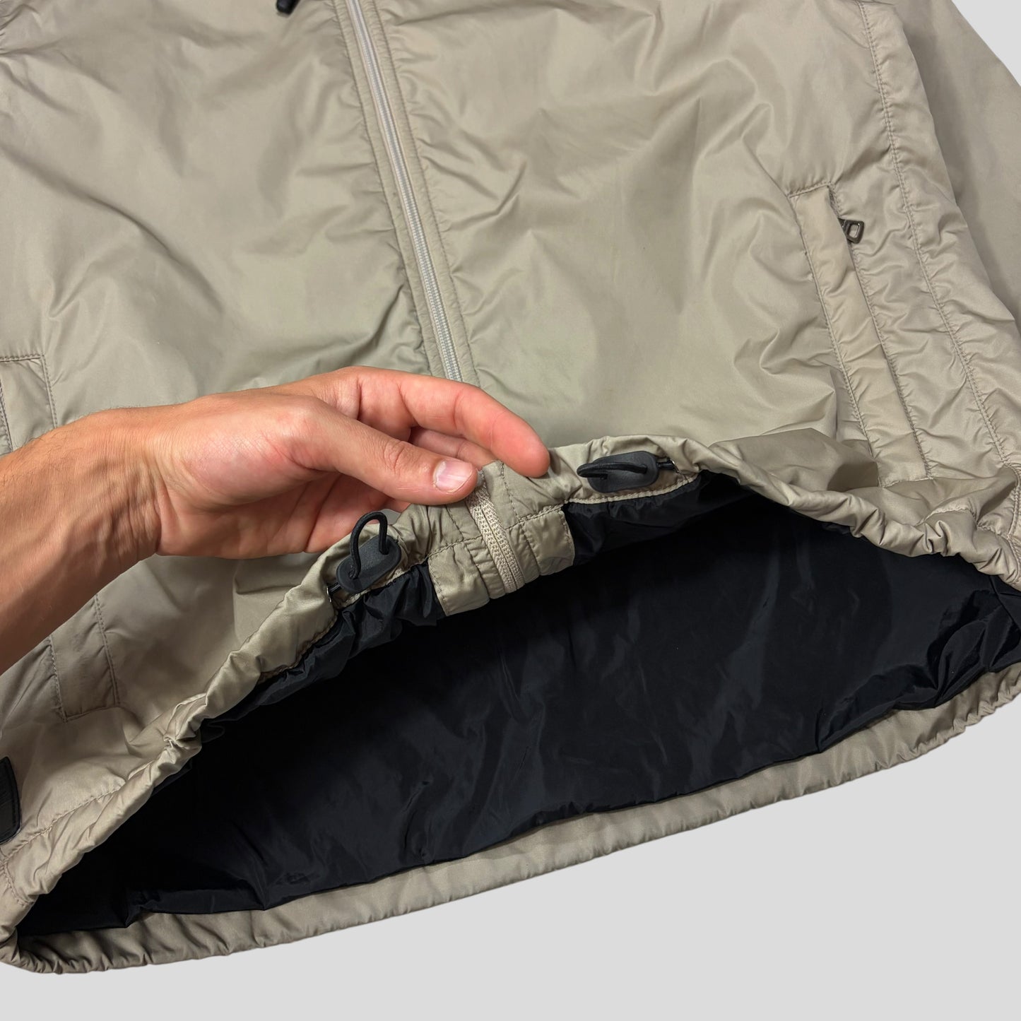 Prada Sport 2007 Black Tab Champagne Nylon Lightly Padded Windbreaker - M