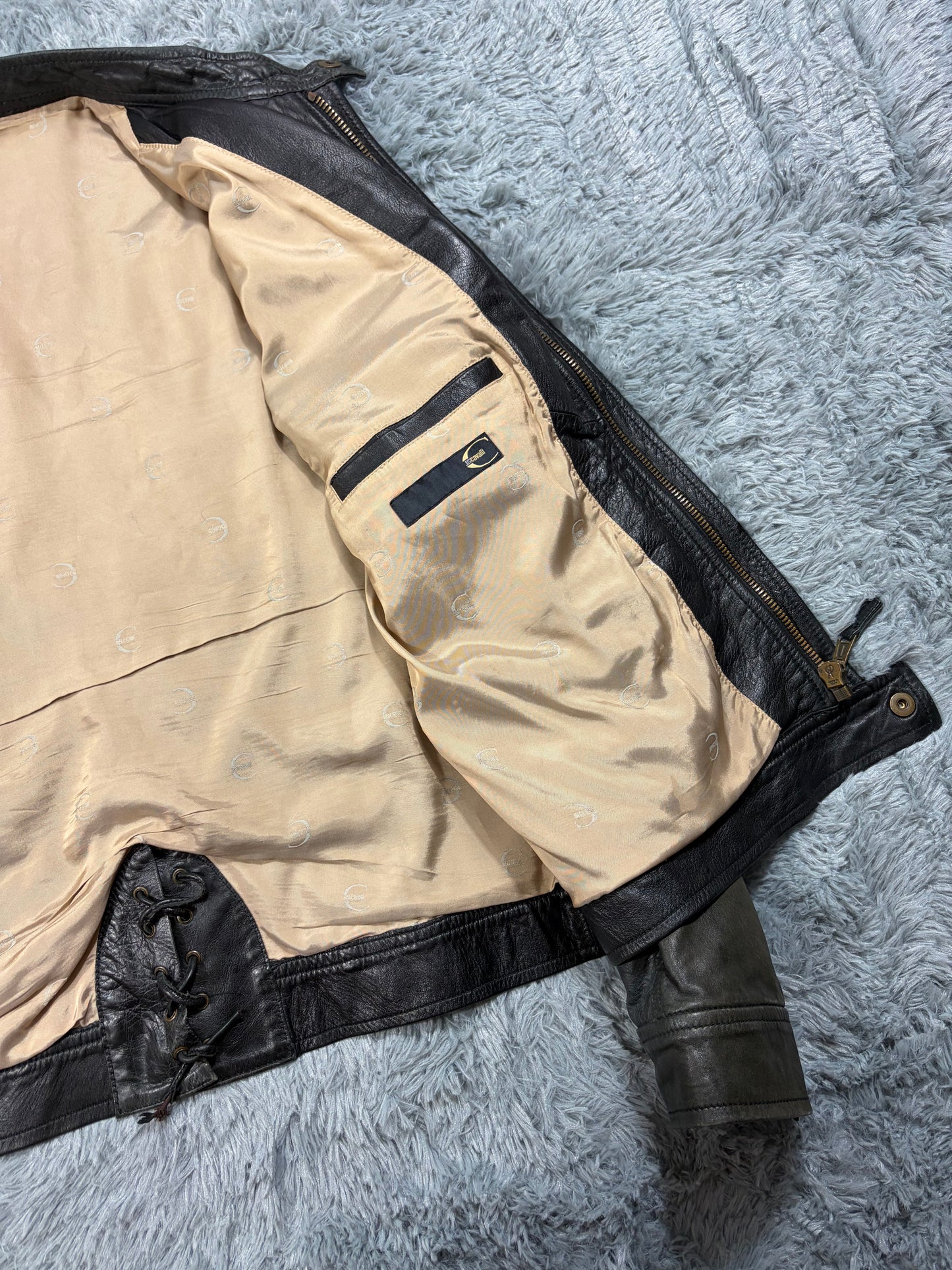 Just Cavalli SS07 Leather Weathered Bondage Jacket - L