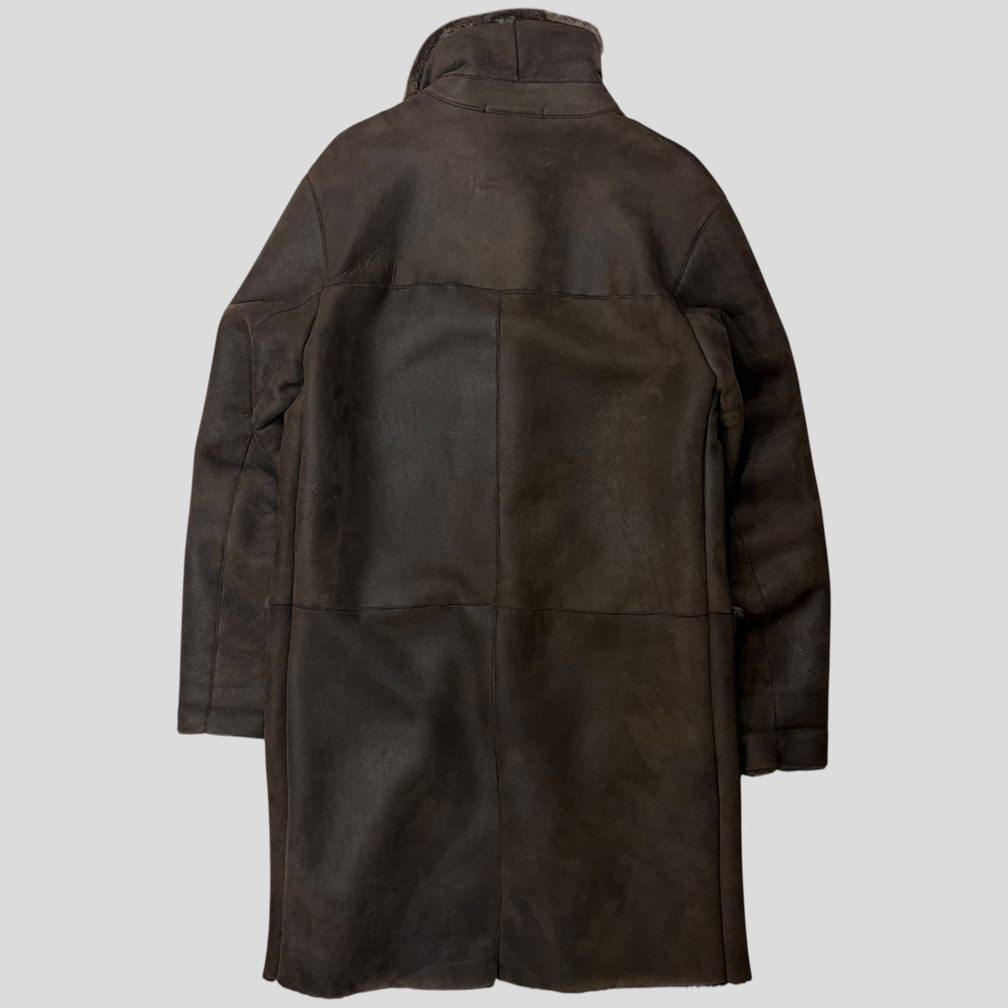 Prada Milano AW03 Shearling Sheepskin Leather Full Length Coat - M