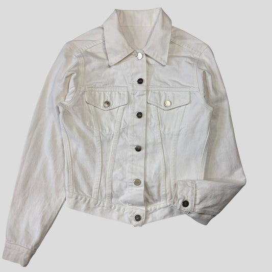 Gucci by Tom Ford 1999 White Denim Cropped Front Drop Jacket - IT40