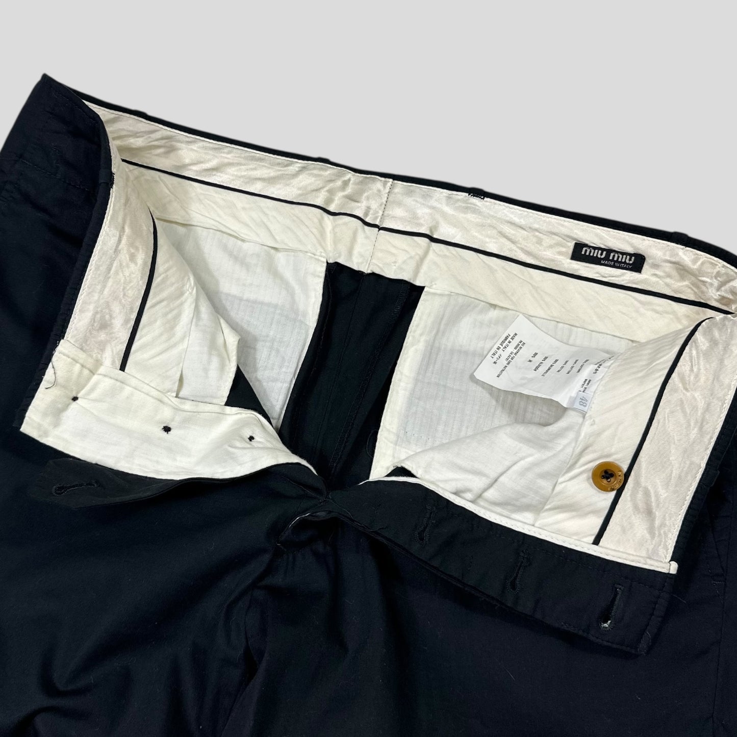 Miu Miu 2006 Minimalist Black Cotton Smart Trousers - IT48 (M)