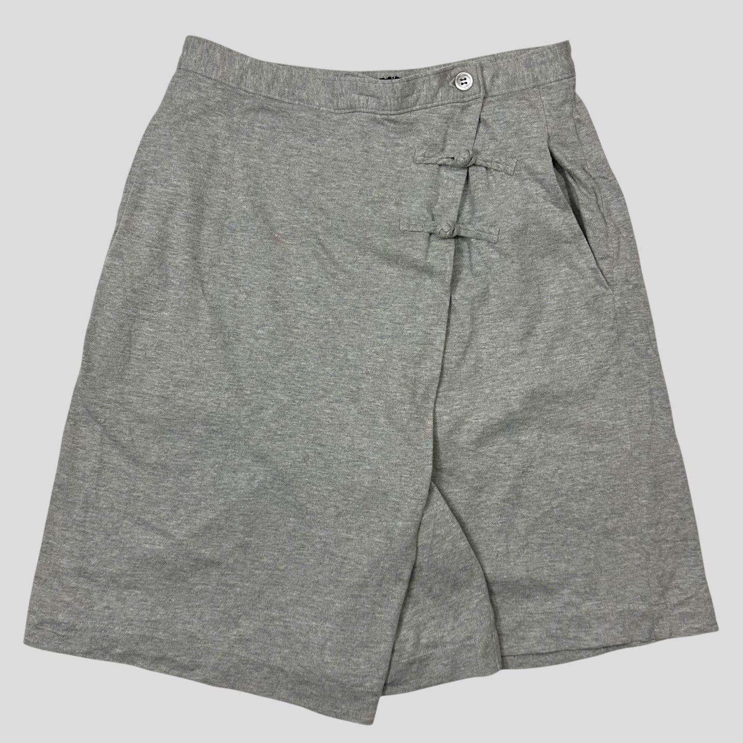 Comme Des Garçons Tricot 1992 Grey Cotton Asymmetric Toggle Skirt - M