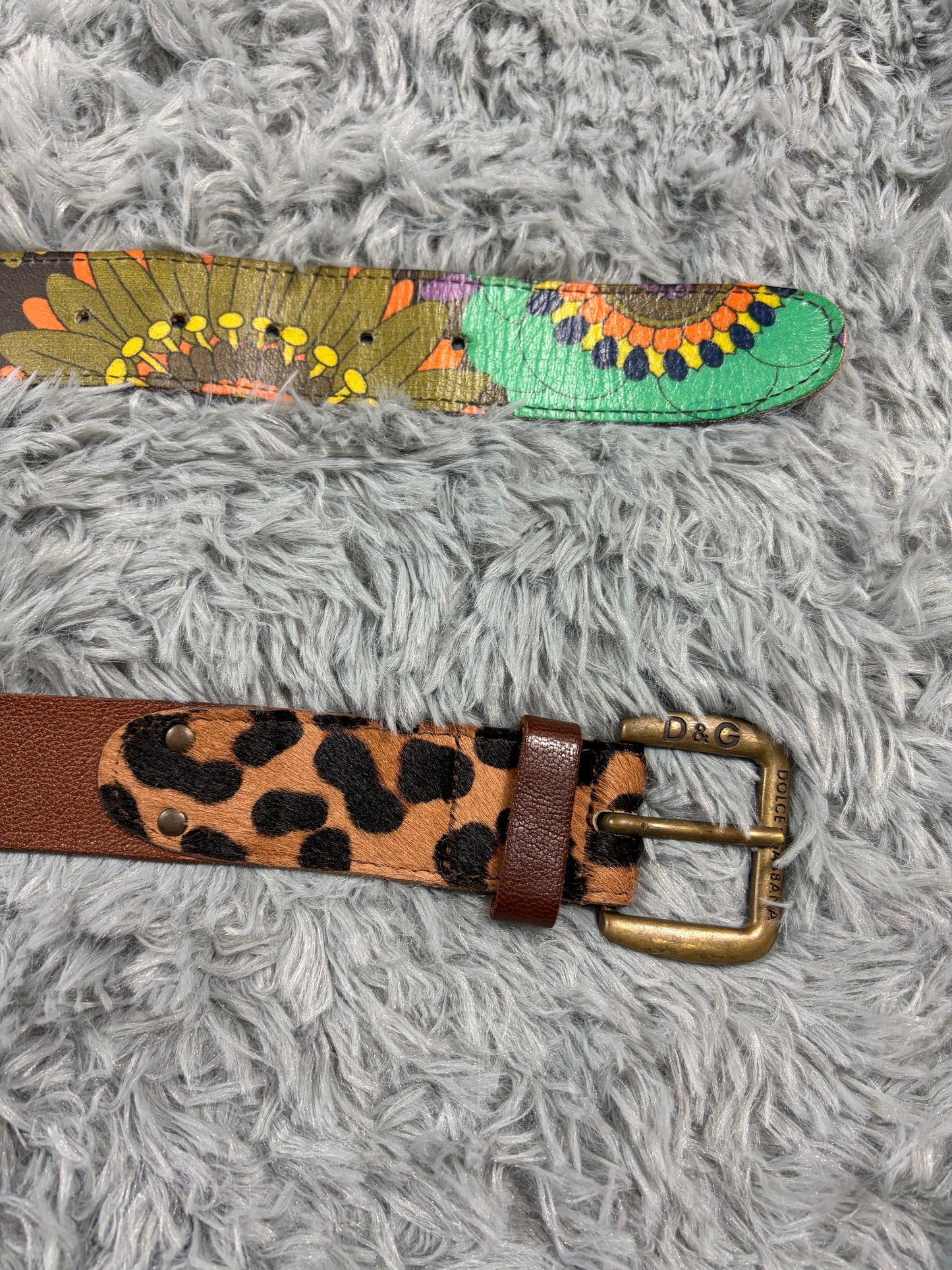 Dolce & Gabbana 00’s Pony Hair Leopard Reversible Leather Belt