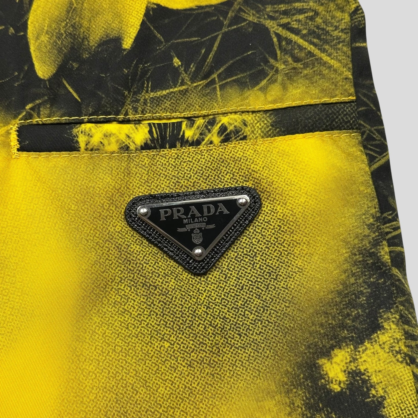 Prada x Raf Simons 2022 Re-Nylon Wolf Print Baggy Bermuda Shorts