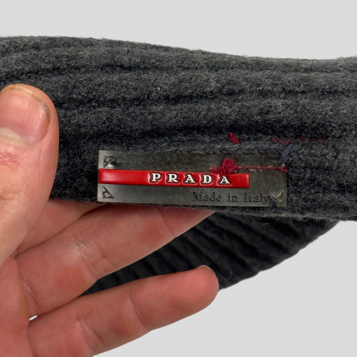 Prada Sport 00’s Grey Ribbed Fisherman’s Beanie - OS