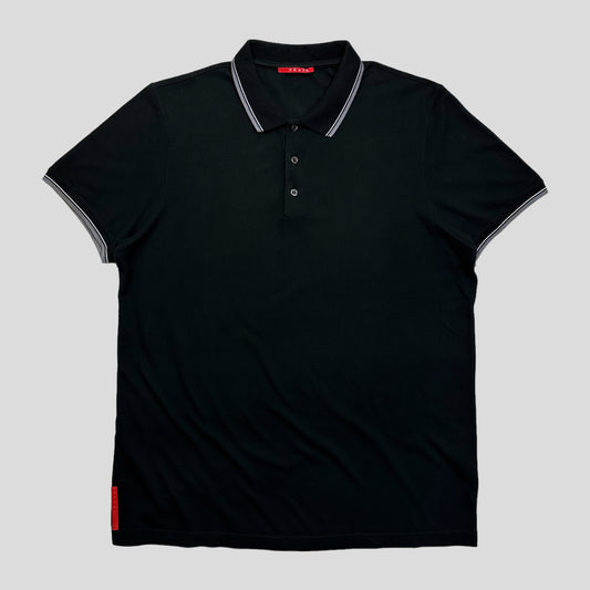 Prada Sport 2009 Red Tab Black Polo Shirt - XL