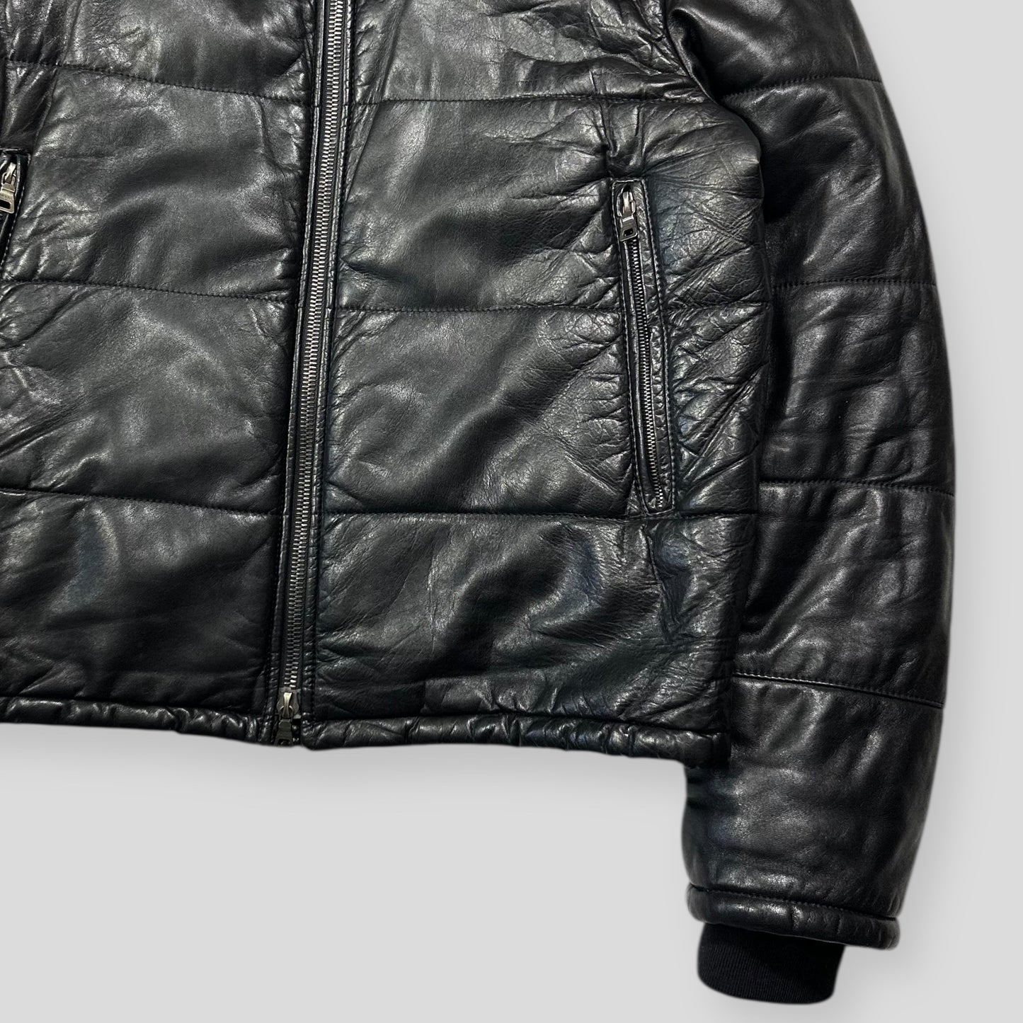 Prada Sport 00’s Leather Aviator Shearling Fur Collar Hooded Puffer - IT52 (L)