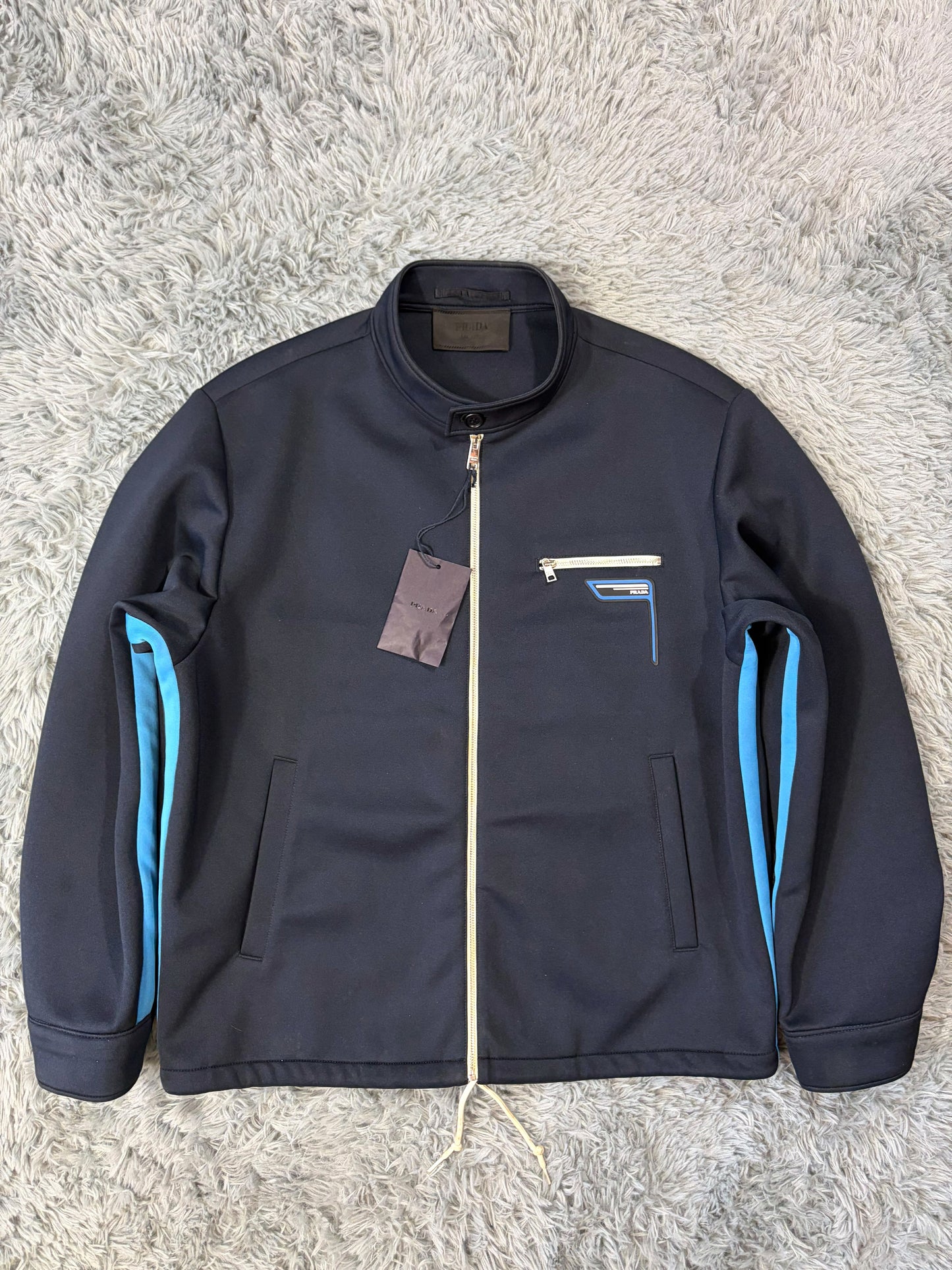 Prada 2018 Race Rubber Logo Contrast Stripe Blouson Jacket - IT52