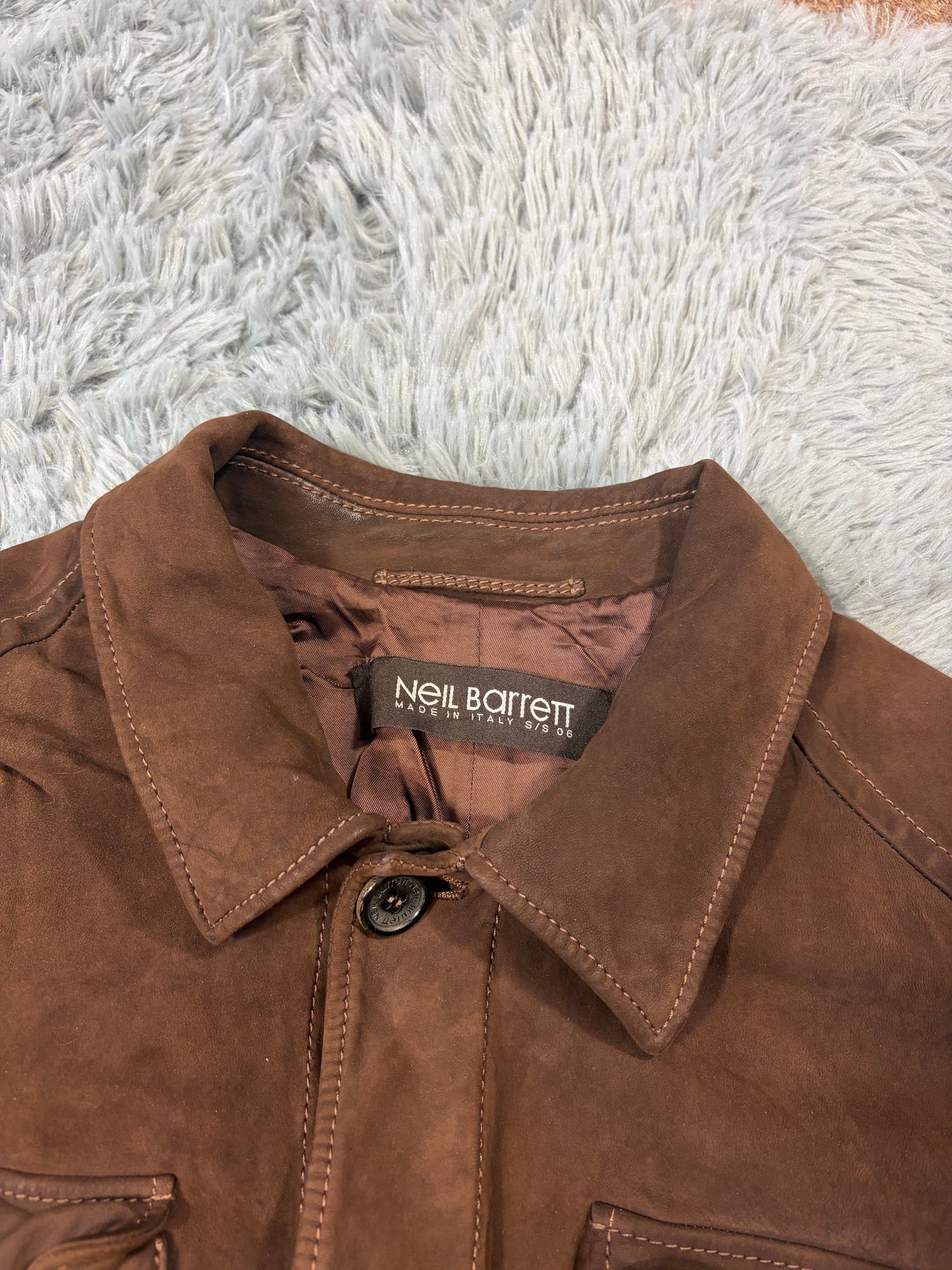 Neil Barrett 2006 Brad Pitt Suede Leather Multipocket Moto Jacket - M