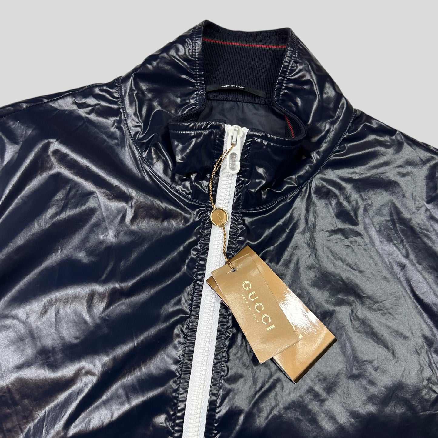 Gucci 2008 Gloss Nylon Prismatic Web Stripe Jacket - IT48 (M)