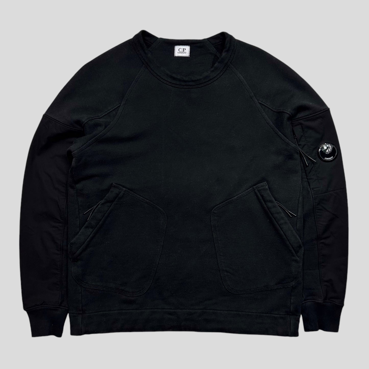 CP Company AW21 Nylon Panelled Lens Double Pocket Crewneck - M/L