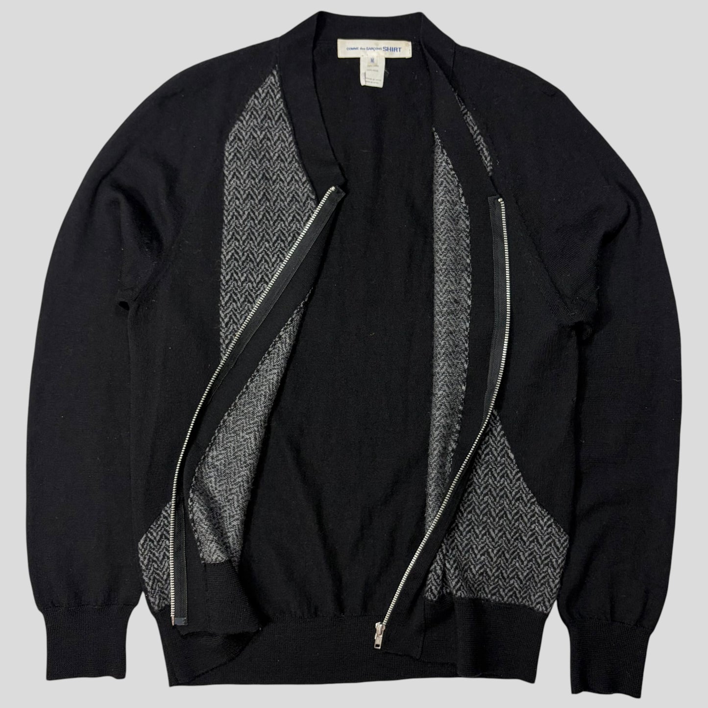Comme Des Garçons SHIRT Wool Panelled Cardigan Jacket - S/M