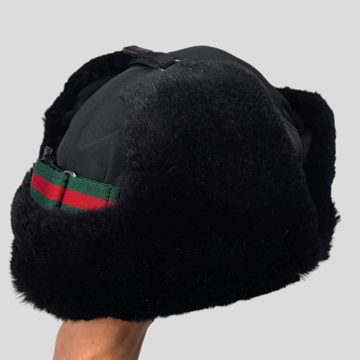 Gucci by Tom Ford 00’s Nylon Canvas Fur Trapper Hat - S