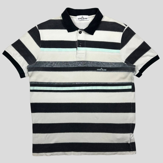 Stone Island SS13 Mint Logo Striped Polo Shirt - L (M)