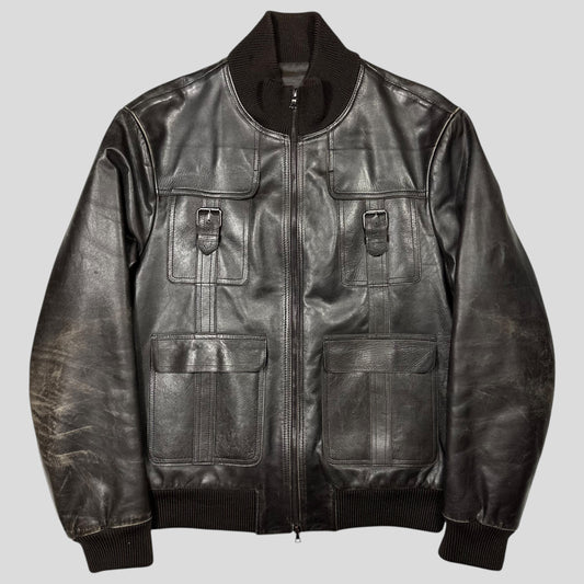 Neil Barrett 00’s Multipocket Buckle Lambs Leather Moto Jacket - L