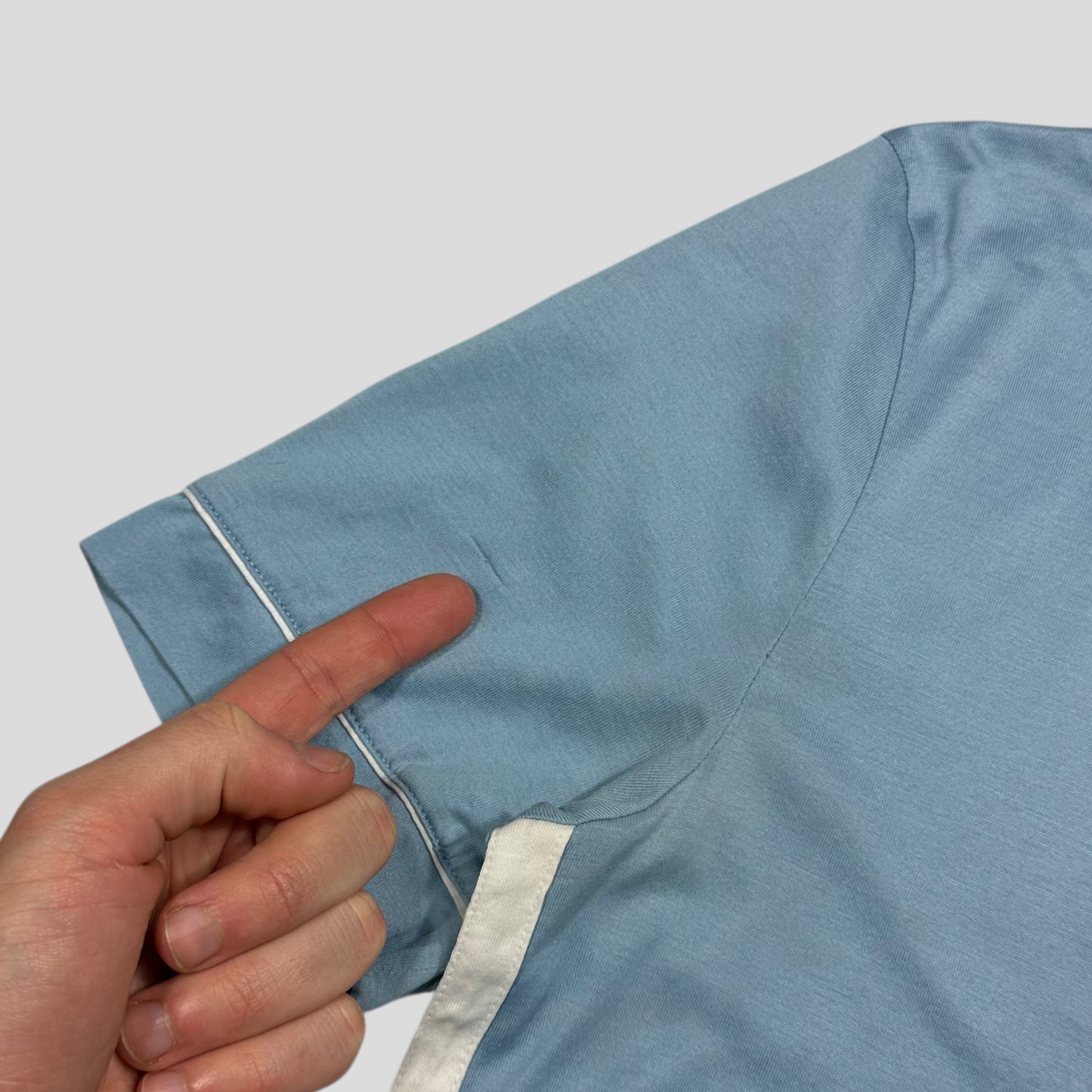 Prada Milano Baby Blue Panelled Logo T-shirt - S/M