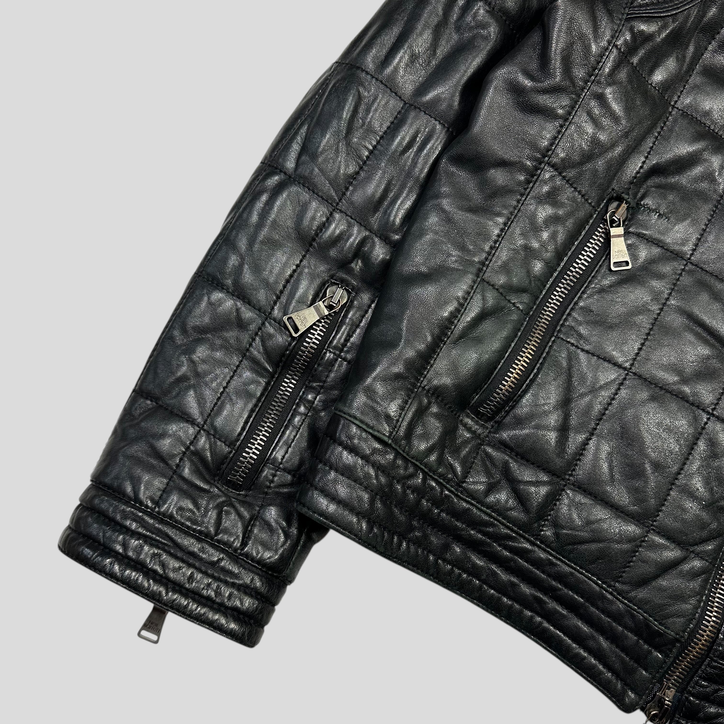 Neil Barrett 00's Lambskin Leather Moto Puffer Jacket - M/L