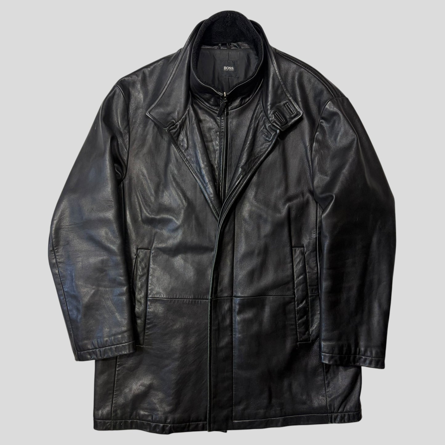 Hugo Boss 90’s Modular 2 in 1 Lambskin Leather Trench Coat - XL