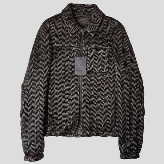 Prada Milano 2006 Runway 3D Ruched Leather Zigzag Jacket - IT48