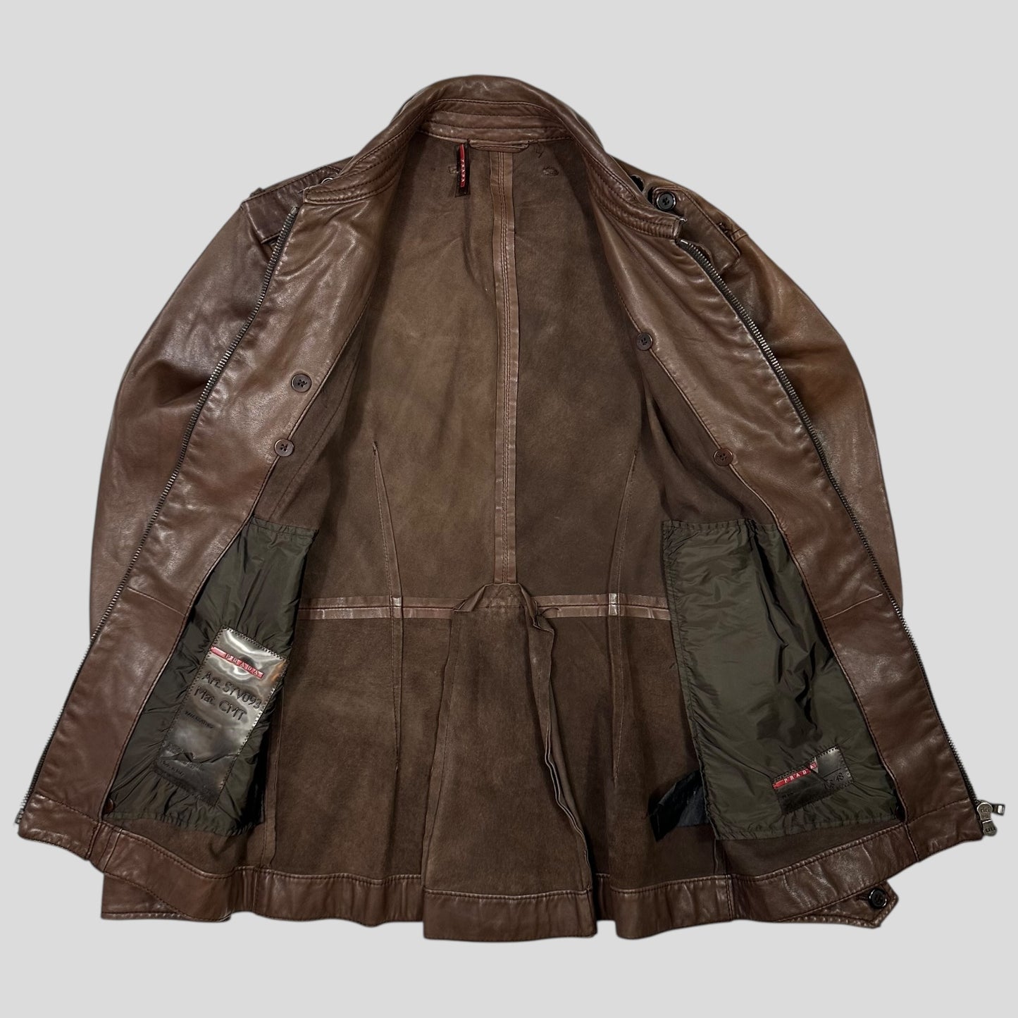 Prada Sport 00’s Brown Military Leather Modular Field Jacket - IT48 (S/M)