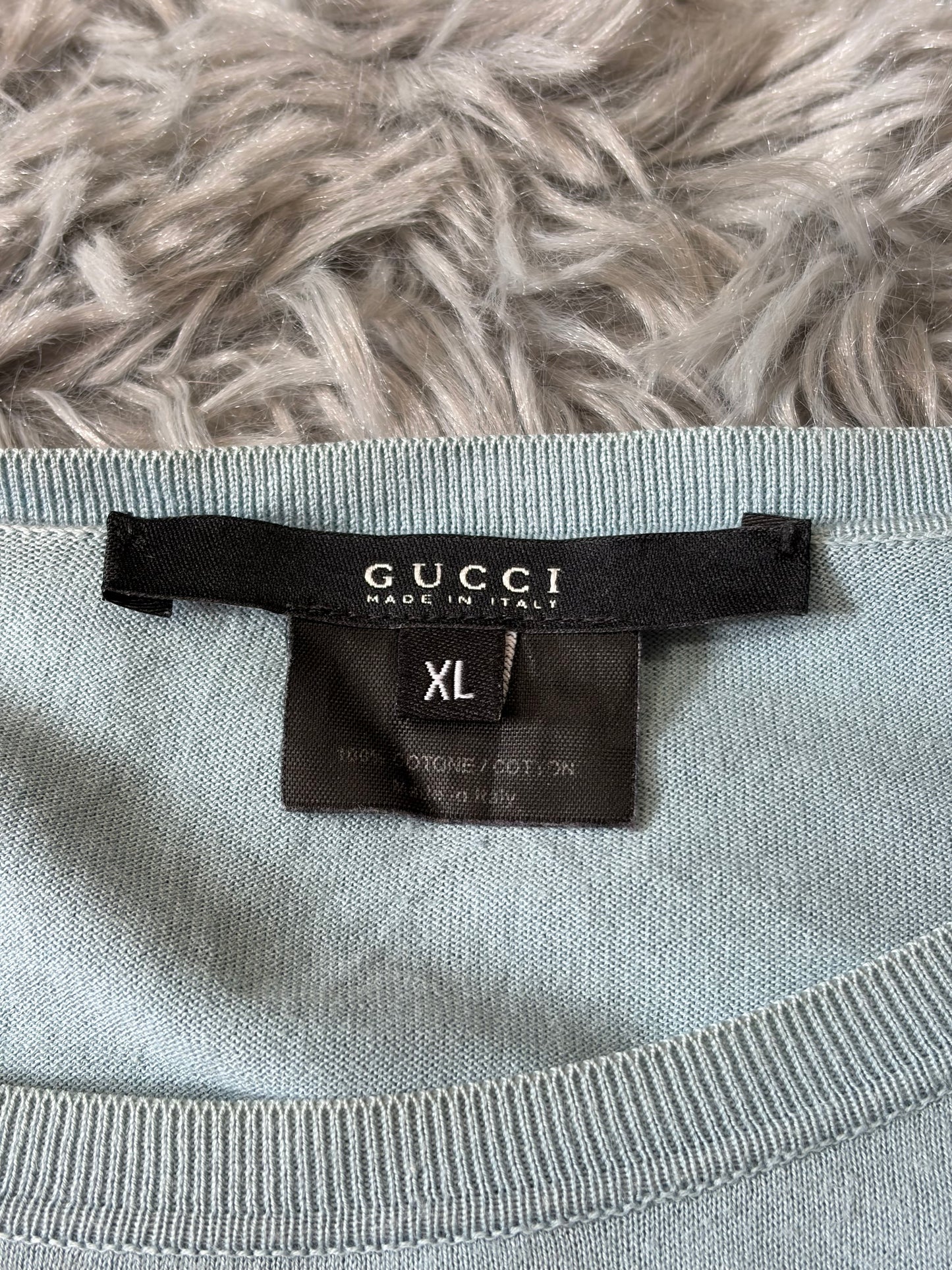 Gucci by Tom Ford 00’s Aqua Blue Light Cotton Knit Jumper - M/L