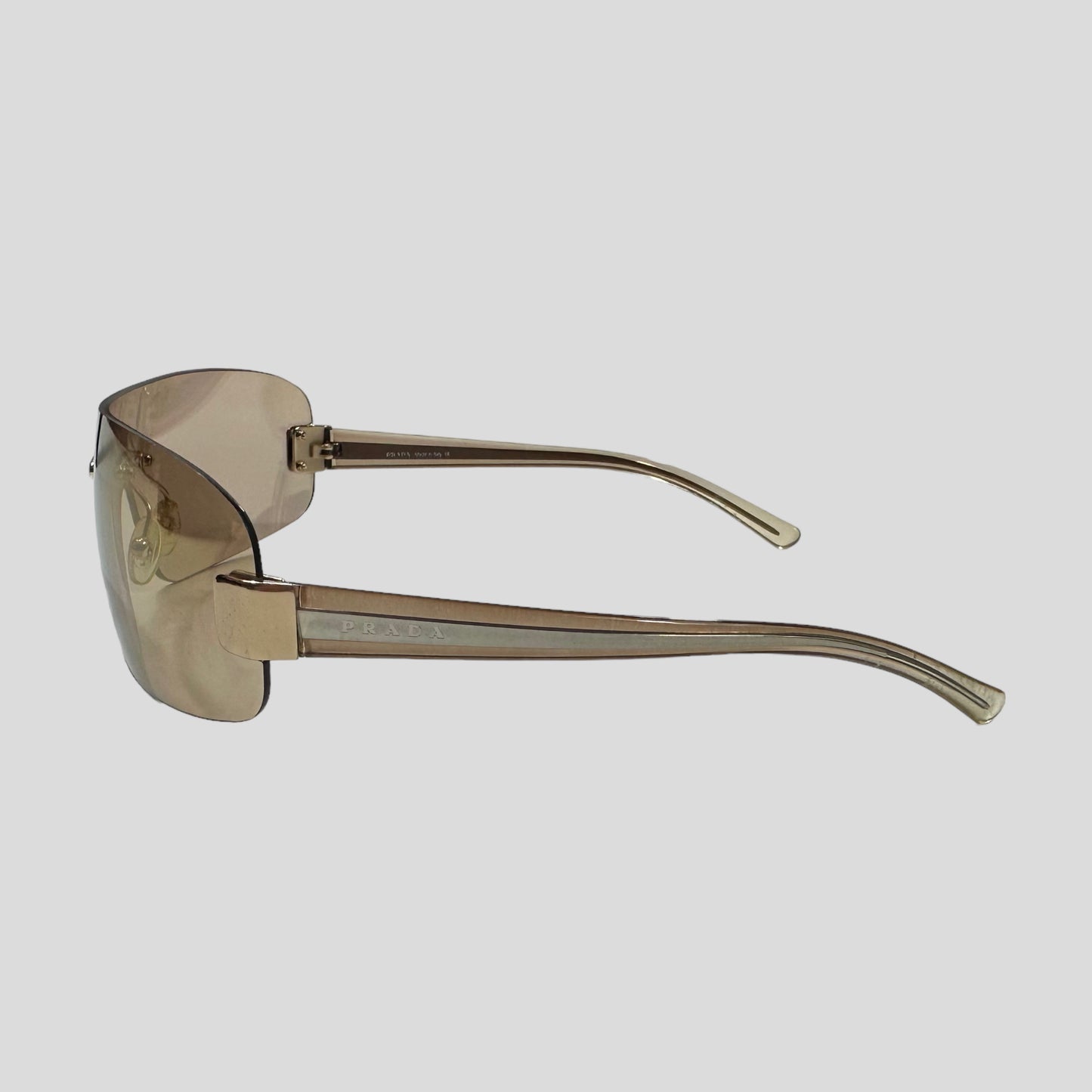 Prada Wraparound Frameless Shield Sunglasses